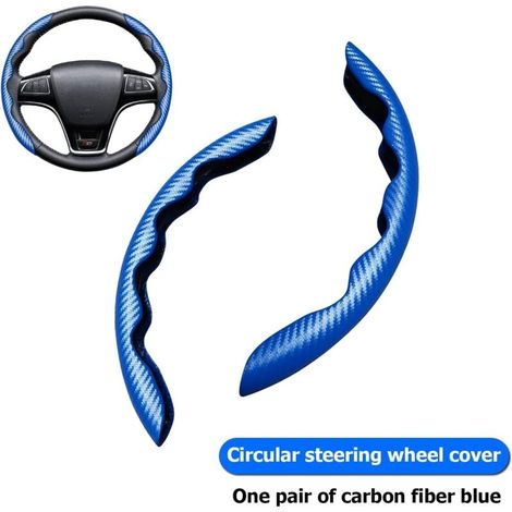 Universeller, segmentierter Lenkradschutz aus Kohlefaser, Lenkradabdeckung aus Kohlefaser für Pkw und Lkw, Lenkradabdeckung aus Kohlefaser (Blau) (1/5)