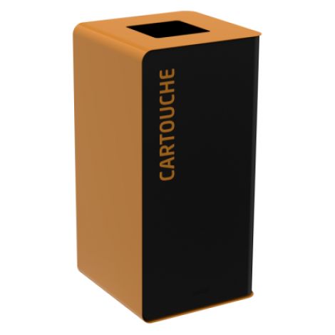 Borne de tri sélectif Cubatri, sans serrure - cartouche - 40l - gris manganèse / marron - RAL 8001 (1/2)