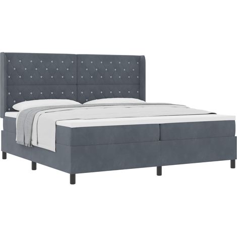 vidaXL Cama tipo Box Spring Gris oscuro 200 x 200 cm Terciopelo (1/5)