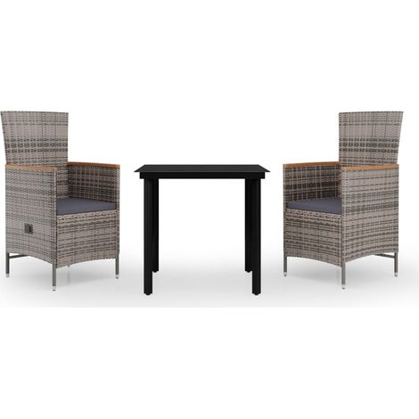 Maison Exclusive - Set da Pranzo da Giardino 3 pz con Cuscini Grigio