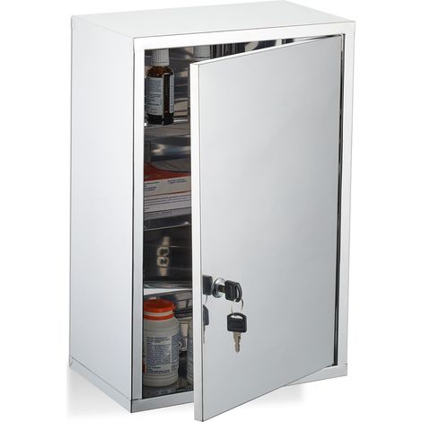 Botiquín de acero inoxidable con cerradura, 3 compartimentos