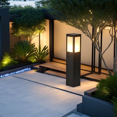 Éclairage extérieur pour allées, bornes lumineuses, bornes lumineuses LED pour trottoirs, jardins et terrasses (24 pouces) (1/5)