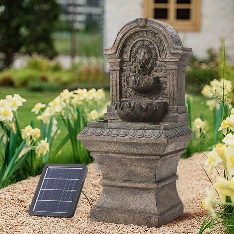 Outdoor Solar Powered Lion Water Fountain Decor (1/5)