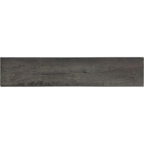 Pavimento SPC in PVC a incastro 1120 x 228 x 5 mm nero effetto legno - CHICFURN (1/5)