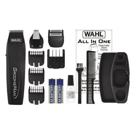 Multifunktionsrasierer - WAHL - GroomsMan alles in einem - Professioneller und abnehmbarer Schneidekopf - Schwarz