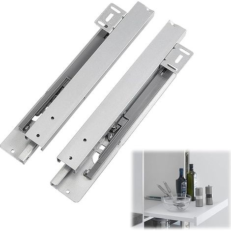 1 paire de glissières de tiroir pour charges lourdes, montage au sol, extension complète, capacité de charge de 40 kg, fermeture automatique avec amortissement (1/5)
