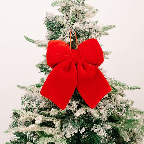 Nœud Papillon - Décoration Arbre De Noël - Velours - 25 cm - Pour Fêtes Et Événements - 1 Pièce (1/3)