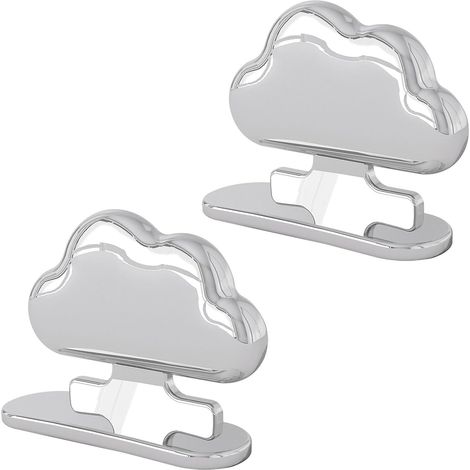 2 Poignées Adhésives pour Siège De Toilettes en Forme De Nuages, Accessoires Hygiéniques pour Soulever Le Couvercle De WC, Argent (1/5)