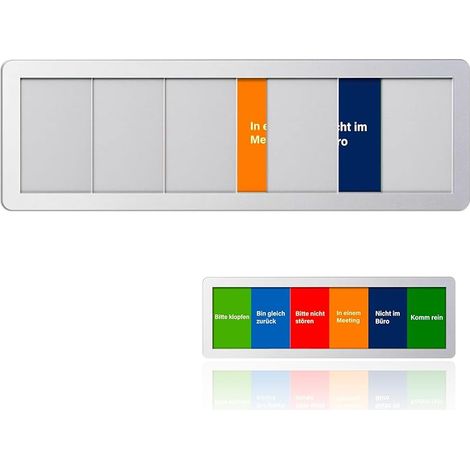 Plaques de porte pour portes de bureau - 25 x 8 cm - Plaque autoadhésive avec inscription « Bitte Klopfen Bin Gleich Zurück Bitte Nicht Stóren in einem Meeting Nicht im Büro Komm Rein » (1/5)