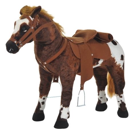 Reitpferd Spielpferd zum Reiten Stehpferd mit Sattel, Sound, Steigbügel Plüschpferd für Kinder ab 2 Jahren Braun
On-Site