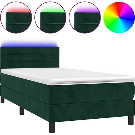Maison Exclusive - Boxspringbett mit Matratze & LED Dunkelgrün 10