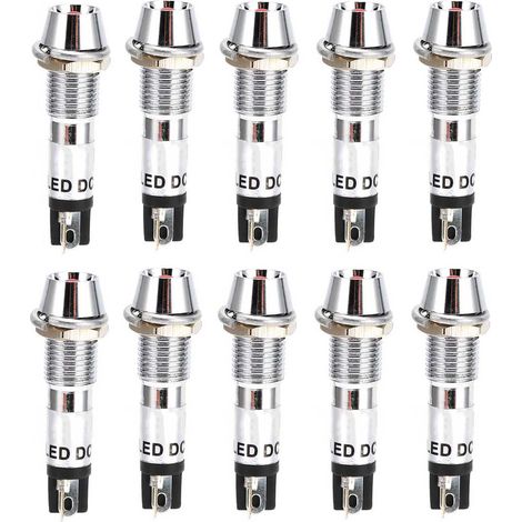 10pcs voyants lumineux AC 220V rouge, lampe signal 8mm trou de montage, témoin d'alimentation fonctionnement. (1/5)