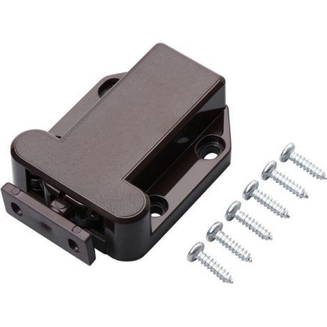 Yellow-brown Touch Release Latches for Cabinets, 4 Pieces, Closet Door Latches for Cabinets, Touch Latches with Screws, Cabinet Furniture Door, Black Touch Latch (1/4)