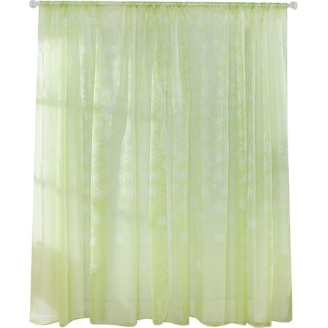 Voilages vert pomme à motif flocons de neige transparents — Idéaux pour chambres et salons (100 x 200 cm) (1/5)
