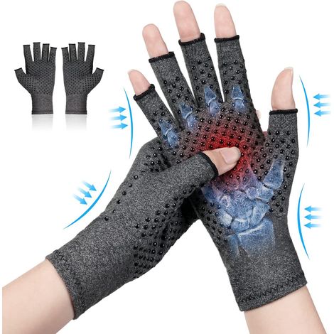 1 paire de gants de pression demi - doigt, gants de protection des mains anti - dérapants et respirants pour la rééducation (m) (1/5)