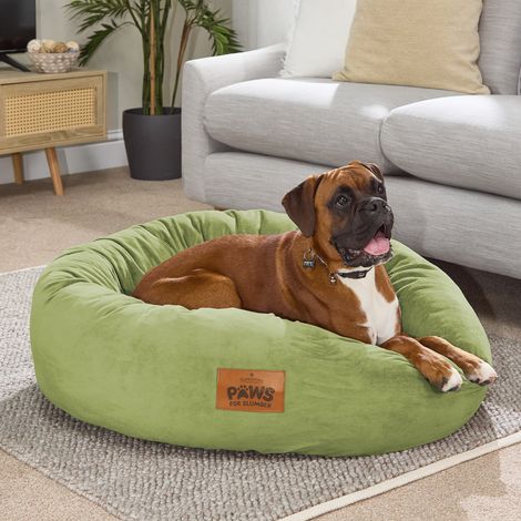 Paws for Slumber Donut Pet Bed, Green, Extra Large, 85cm Diameter