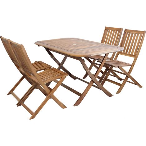 SOLEA - set tavolo in alluminio e teak cm 150 x 80 x 74 h con 4 sedie Dresda (1/5)