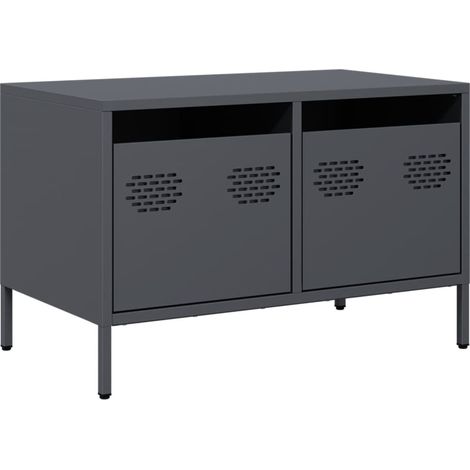 Mueble TV multimedia estantería para televisión buffet para televisión comedor salón dormitorio 68 x 39 x 43,5 cm acero laminado en frío antracita 020026400