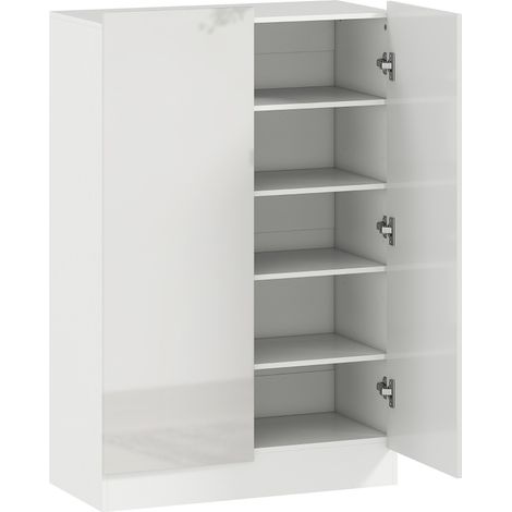Meuble à chaussures 5 niveaux pour 20 paires avec étagères réglables, rangement entrée couloir bois blanc, organisateur chaussures gain de place moderne (1/5)
