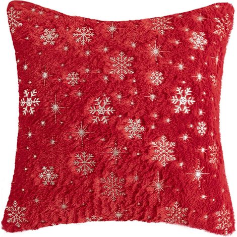 Lot de 2 housses de coussin Noël, super douces, pelucheuses, 43x43 cm, pour canapé, salon, chambre. (1/4)