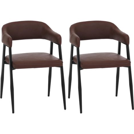 Lot de 2 chaises de salle à manger HWC-P29, chaise de cuisine, chaise à dossier, chaise rembourrée, style industriel rét (1/2)