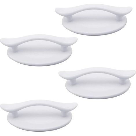 Poignée monobloc auto-adhésive en plastique blanc, adaptée aux portes, fenêtres, armoires, tiroirs et penderies (8,3 x 4,9 cm). (1/4)