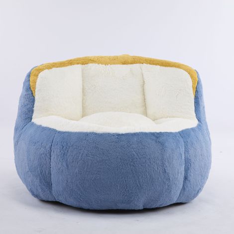 Fauteuil poire géant en fausse fourrure, rembourrage en mousse déchiquetée, canapé lounge multicolore 106 x 110 x 77 cm (1/5)