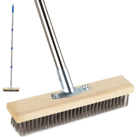 Metal Broom, Adjustable Handle 160cm, 304 Stainless Steel, 30cm Head, For Terrace, Swimming Pool (1/5)