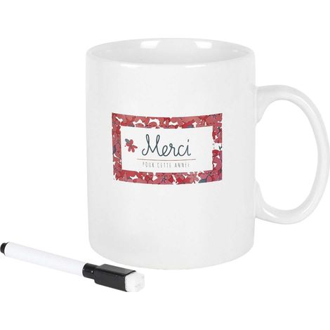 Mug XXL avec Stylo - Design Élégant Rose/Blanc/Bleu - 80cl - pour Boissons et Collations - Tasse Céramique pour Maison et Bureau (1/5)