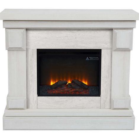 Teamson Home Caminetto elettrico a libera installazione 48" con travetto, Hestia telecomando e fuoco istantaneo regolabile, effetto marmo grigio VNF-00115GM-EU (1/5)