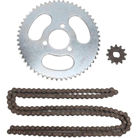 Kit catena e pignone 25H in acciaio, pignone ruota posteriore 55T, pignone ruota anteriore 12T con catena di trasmissione a 146 maglie per mini moto, ATV e bici da 47cc e 49cc -a (1/5)