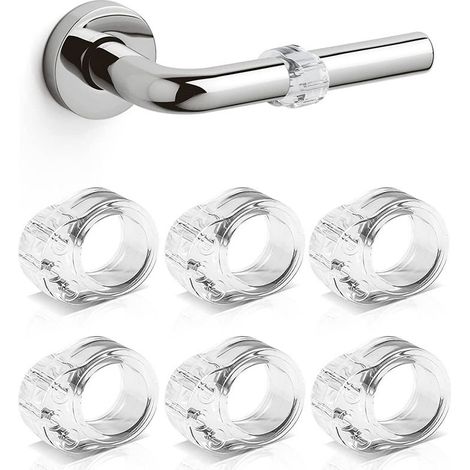 Lot de 6 protecteurs de poignée de porte, butées de porte pare-chocs, protecteurs de poignée de porte à haute élasticité, protègent les murs et les meubles, 18 mm (1/5)