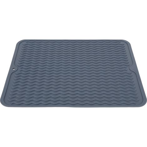 Tapis de séchage vaisselle bleu antidérapant flexible en caoutchouc résistant à la chaleur sans BPA écologique grande surface usage multiple