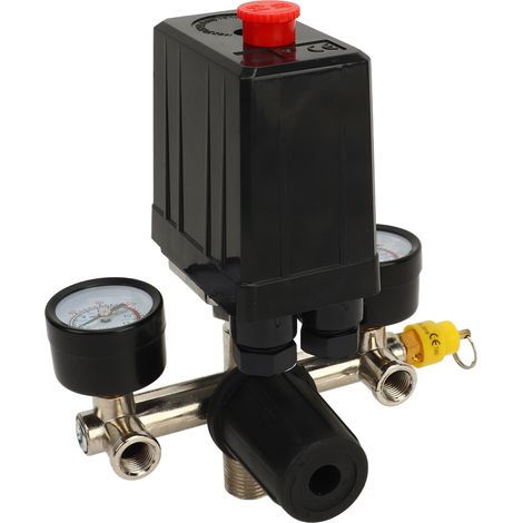 Kit compresseur d'air avec valve CE, valve NIFA, manomètre en fer à capuchon noir, et raccord rapide américain en laiton. (1/5)