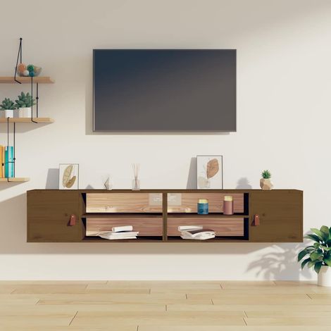vidaXL Wall Cabinets 2 pcs Honey Brown 80x30x30 cm Solid Wood Pine (1/5)