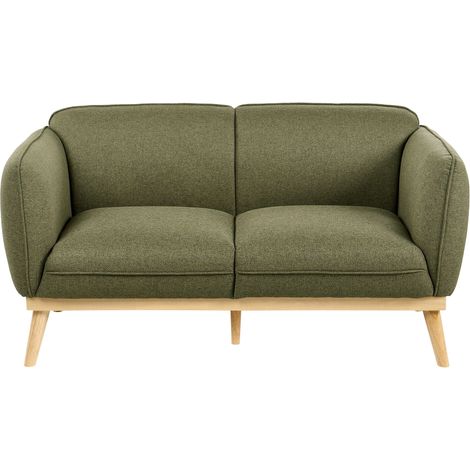 2 Seater Sofa Olive Green Fabric Easy Clean Wooden Tapered Legs Couch for Two Loveseat LJUNG