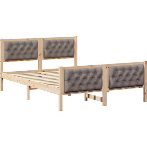 Estructura de cama Taupé 150 x 200 cm Madera de pino macizo vidaXL