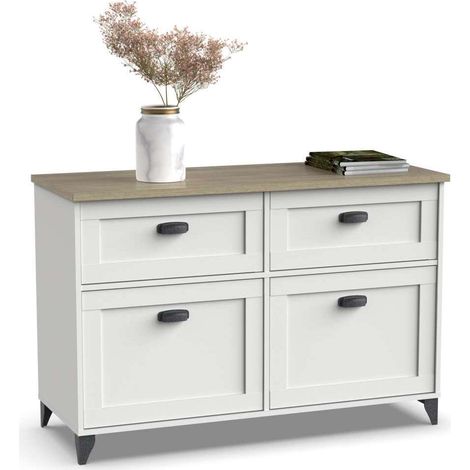 Aparador 2 puertas 2 cajones Portobello en acabado color blanco, 80cm(alto) 120cm(ancho) 47cm(largo) (1/5)