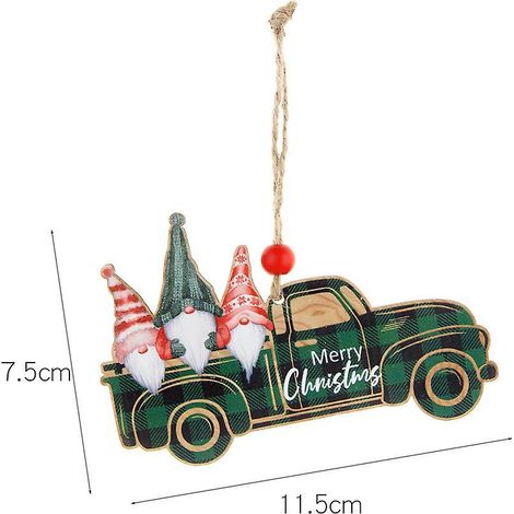 1 Pcs Dcorations De Nol En Treillis Vert Voiture En Treillis En Bois Dcorations D'arbre Du Pre Nol Pendentifs En Bois De Nol Peints (1/4)