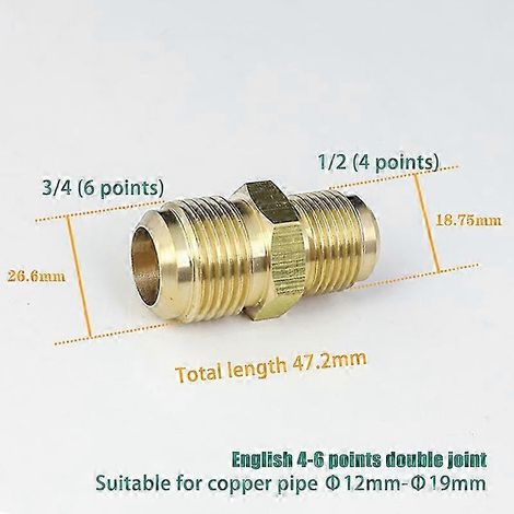 Raccords réducteurs à diamètre égal 25-26, diamètre extérieur évasé : 1/4", 5/16", 3/8", 1/2", 5/8", 3/4", 7/8", raccords de tuyauterie en laiton conformes à la norme SAE pour la climatisation A12 (1/5)