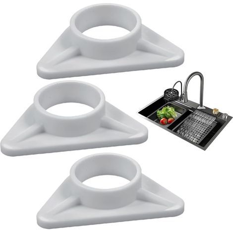 CSPARKV 3 Pièces Renfort D'Évier Pour Évier En Acier Inoxydable, Plaque De Stabilisation Pour Robinetterie, Triangle Renfort D’Évier En Plastique Pour Robinetterie D'Éviers En Acier Inoxydable(36 Mm) (1/5)