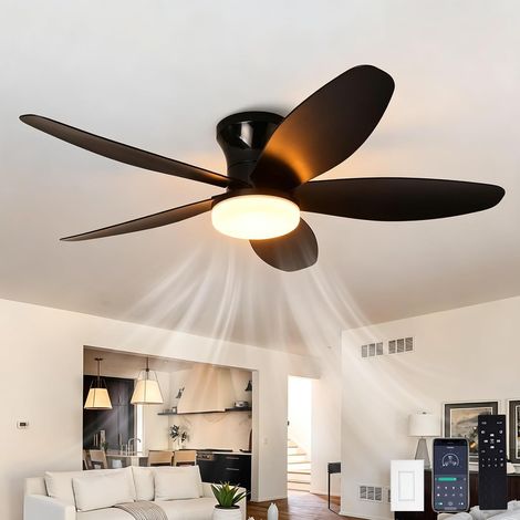 Ventilateur de plafond à moteur CC de 42 pouces avec éclairage intégré et télécommande prend en charge la rotation avant et arrière et 6 réglages de vitesse. (1/5)