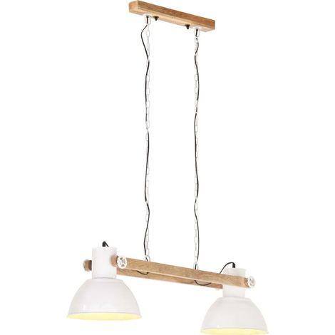 Lampada a sospensione industriale 109 x 29 x 29 cm atmosfera accogliente con 2 paralumi in ferro bianco 020046663