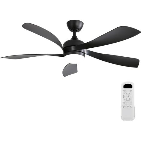 52 Zoll Deckenventilator mit LED-Beleuchtung – 3 dimmbare Lichtfarben, Memory-Funktion, 6 Geschwindigkeiten, flüsterleiser DC-Motor mit Sommer-/Wintermodus (Rückwärtslauf), Timer (1/4/8h)