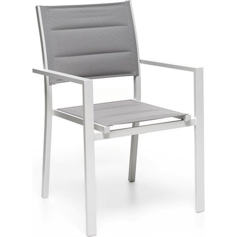 GLOUPIE Poltrona Da Esterno Alamos In Alluminio Verniciato Bianco, Impilabile, L 57 x P 58 x H 86 Cm, Seduta In Textilene (1/5)