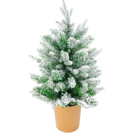 TrAdE Shop Traesio - Albero Di Natale Mini Effetto Innevato Dim. 60 Cm Sintetico Alberello Con Vaso - (1/2)