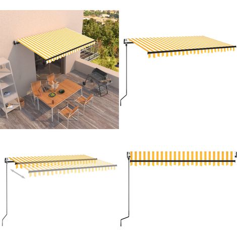 Markise Automatisch Einziehbar 450x350 cm Gelb und Weiß - Markise - Sonnendach - Gartendeck - Terrassenüberdachung - Alu-Markise - Home & Living (1/5)