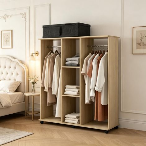 Armoire penderie Meuble de Rangement Mobile 6 rollettes (1/5)