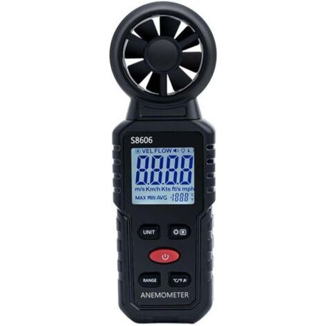 Anemómetro digital portátil 3 en 1, de 0 a 45 m/s, que mide la velocidad, la potencia y la temperatura del viento. Ideal para navegación y vuelo.