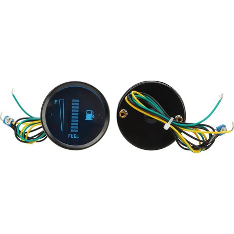 Jauge de niveau de carburant pour moto, boîtier de 52 mm de diamètre, affichage LED, indicateur de niveau de carburant, 12 V, lumière bleue (1/5)